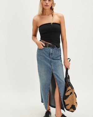 We The Free Nothing Better Denim Maxi Skirt at Free People in Little Things, Size: 26