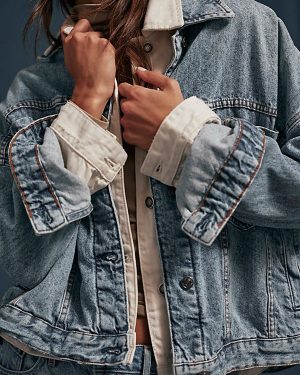 We The Free Opal Swing Denim Jacket at Free People in Ocean Night, Size: XL