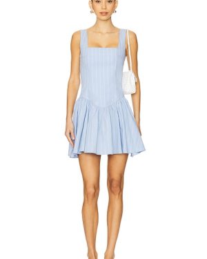 WeWoreWhat Corset Peplum Mini Dress in Blue. Size 00, 10, 12, 14, 4, 6, 8.