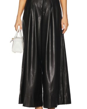 WeWoreWhat Faux Leather Extreme Wide Leg Pant in Black. Size 24, 25.