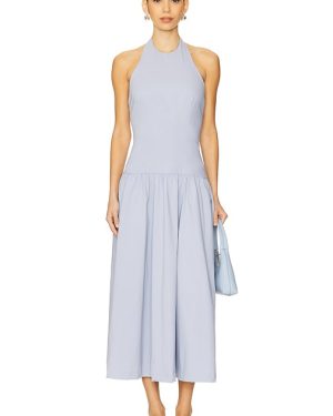 WeWoreWhat Halter Corset Midi Dress in Slate. Size M, S, XL, XS, XXS.