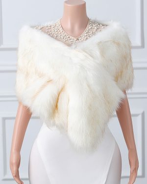 Wedding Wrap Ecru White Tops Faux Fur Bridal Cover Up