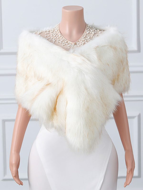 Wedding Wrap Ecru White Tops Faux Fur Bridal Cover Up