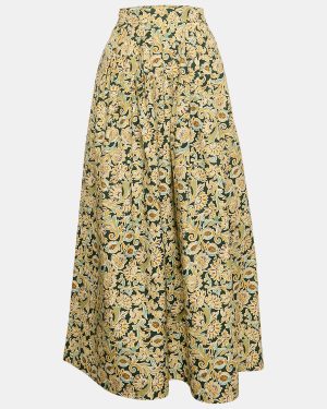 Weekend Max Mara Green/Multicolor Floral Print Pleated Long Skirt M