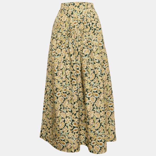 Weekend Max Mara Green/Multicolor Floral Print Pleated Long Skirt M