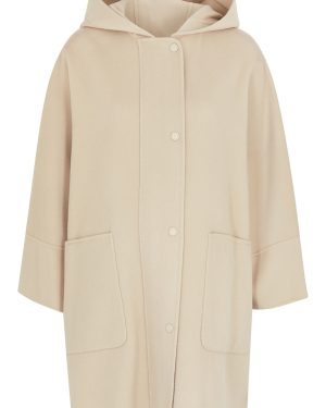 Weekend Max Mara Lollo Hooded Wool Coat - Cream - 10 (UK 10 / S)