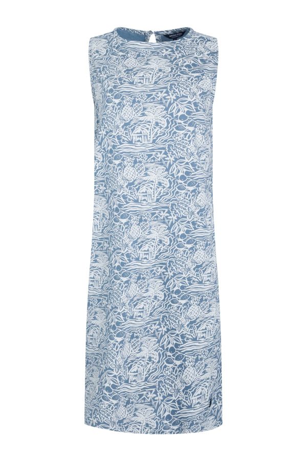 Weird Fish Adenea Organic Cotton Jersey Shift Dress Blue Mirage Size 10