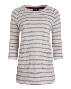 Weird Fish Ives Loopback Stripe Tunic Top Dark Raspberry Size 10
