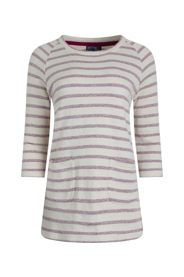 Weird Fish Ives Loopback Stripe Tunic Top Dark Raspberry Size 10