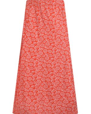 Weird Fish Romaro Printed Jersey Midi Skirt Crimson Size 10