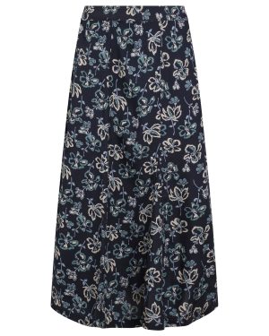 Weird Fish Tiya Lenzing EcoVero™ Printed Viscose Midi Skirt Black Iris Size 10