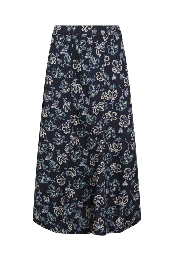 Weird Fish Tiya Lenzing EcoVero™ Printed Viscose Midi Skirt Black Iris Size 10
