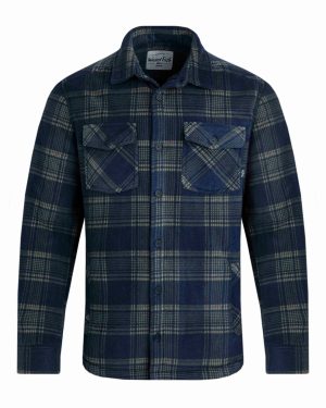 Weird Fish Tyburn Check Fleece Shacket Navy Size 2XL