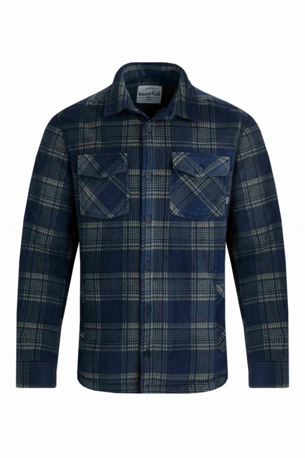 Weird Fish Tyburn Check Fleece Shacket Navy Size 2XL
