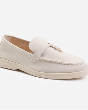 Wheres That From Beige Suede Pegasus Wide-Fit Slip On Loafers - BeigeSuede
