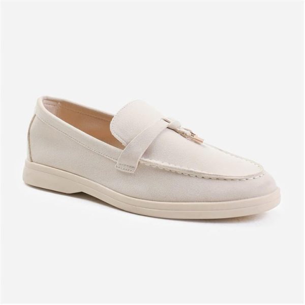 Wheres That From Beige Suede Pegasus Wide-Fit Slip On Loafers - BeigeSuede