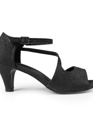 Wheres That From Black Glitter Beatrice Low Kitten Heels