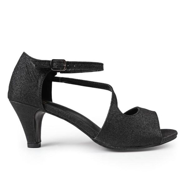 Wheres That From Black Glitter Beatrice Low Kitten Heels
