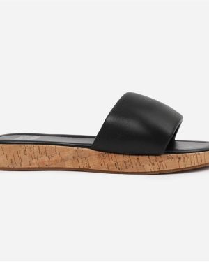 Wheres That From Black PU Julia Flatform Sliders Sandal