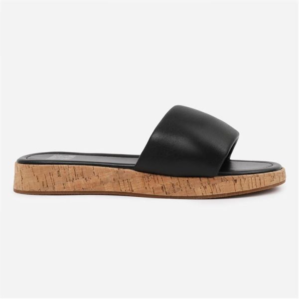 Wheres That From Black PU Julia Flatform Sliders Sandal
