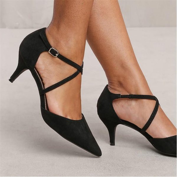 Wheres That From Black Suede Kennedi Low Kitten Heels