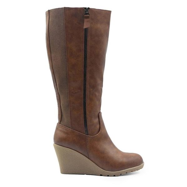 Wheres That From Brown Pu Lara Mid Calf Boots