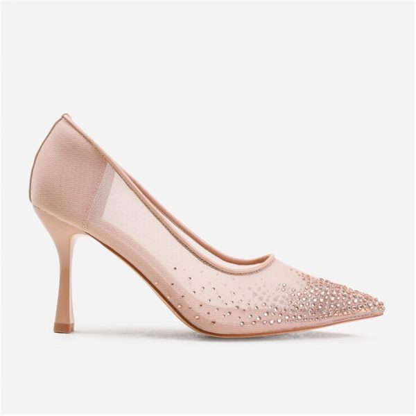Wheres That From Delina Court Shoe With Diamante Detailing In Nude - DarkNude