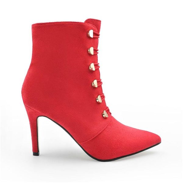 Wheres That From Red Suede Blythe Pointed Toe Ankle Boots