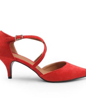 Wheres That From Red Suede Kennedi Low Kitten Heels - RedSuede