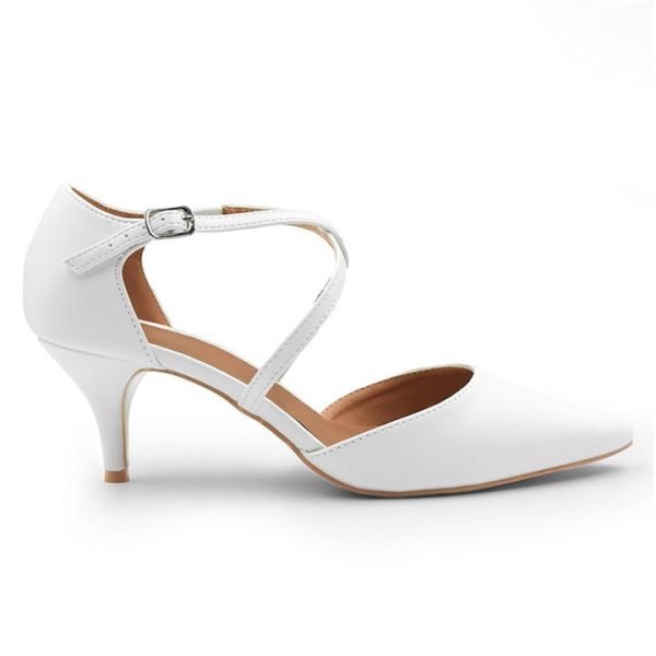 Wheres That From White Pu Kennedi Low Kitten Heels - WhitePU