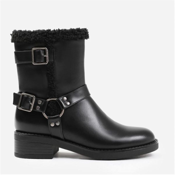 Wheres That From Wynter Wide Fit Ankle Boot With Buckle Detailing I - Black
