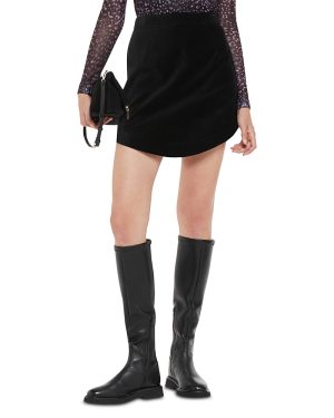 Whistles Velvet Curved Hem Mini Skirt