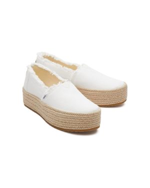 (White, 4 (Adults')) TOMS Valencia 100% Cotton Women's White Espadrilles