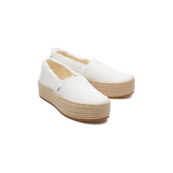 (White, 4 (Adults')) TOMS Valencia 100% Cotton Women's White Espadrilles