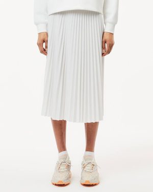 White Easticated Waist Flowing Pleated Skirt