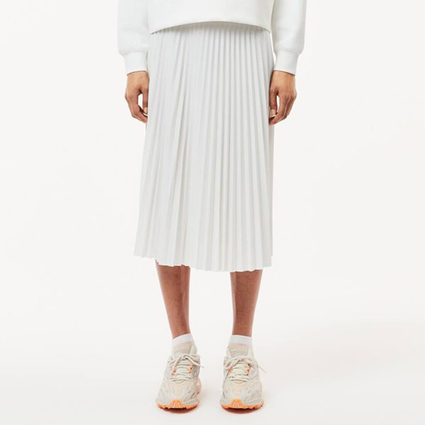 White Easticated Waist Flowing Pleated Skirt