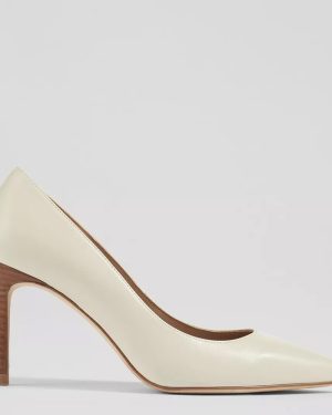 White Floret Leather Court Shoes