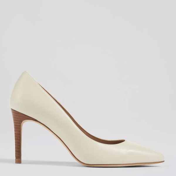 White Floret Leather Court Shoes