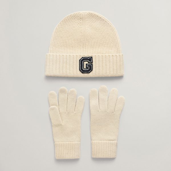 White G Beanie & Gloves Gift Set
