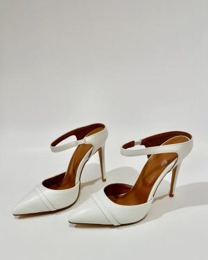 White High Heel Mules Women Pointed Toe Slip On Backless Mules