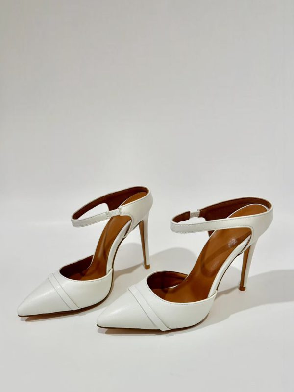 White High Heel Mules Women Pointed Toe Slip On Backless Mules