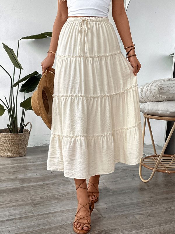 White Layered A-line Long Skirt 2025