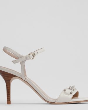 White Leather Ivonne Heeled Sandals