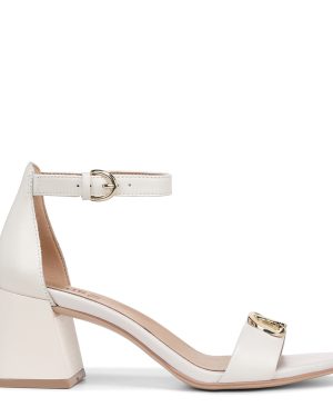 White Leather Vera Heeled Sandals