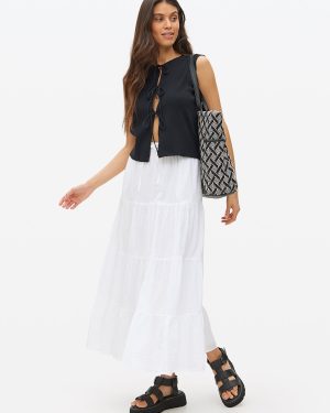 White Maxi Boho Full Skirt