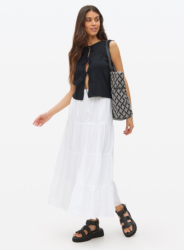 White Maxi Boho Full Skirt