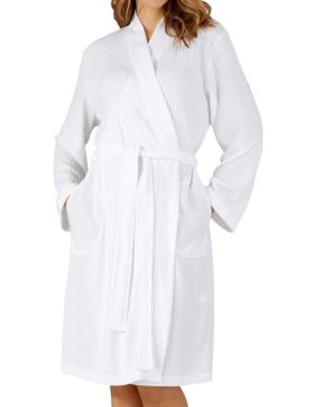 (White, Medium - UK 12/14) Slenderella Ladies Lightweight Waffle Wrap Dressing Gown