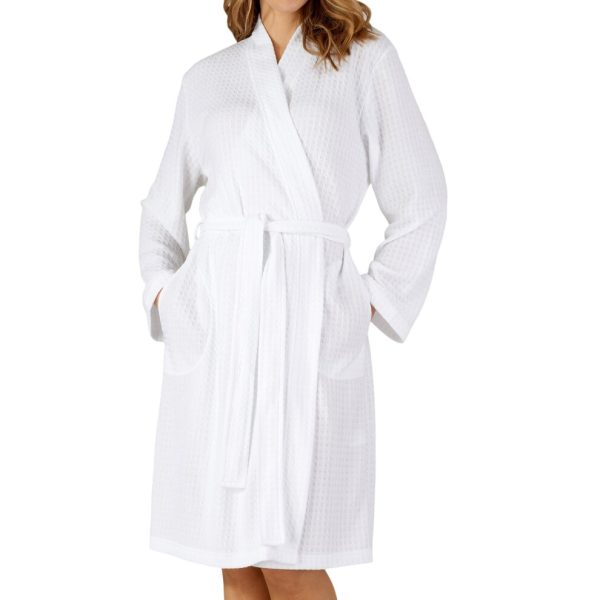(White, Medium - UK 12/14) Slenderella Ladies Lightweight Waffle Wrap Dressing Gown