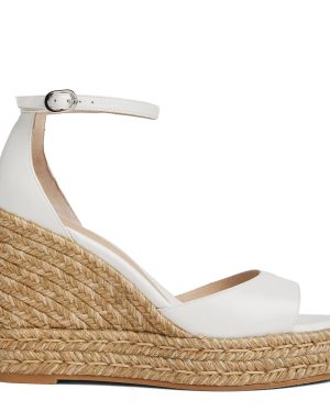 White Nudistcurve Espadrille Wedge Sandals