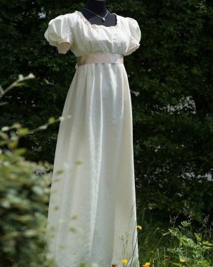 White Retro Empire Waist Dress Bridgerton Costumes Women Marie Antoinette Costume Polyester Shift Dress Vintage 18th Century Costume